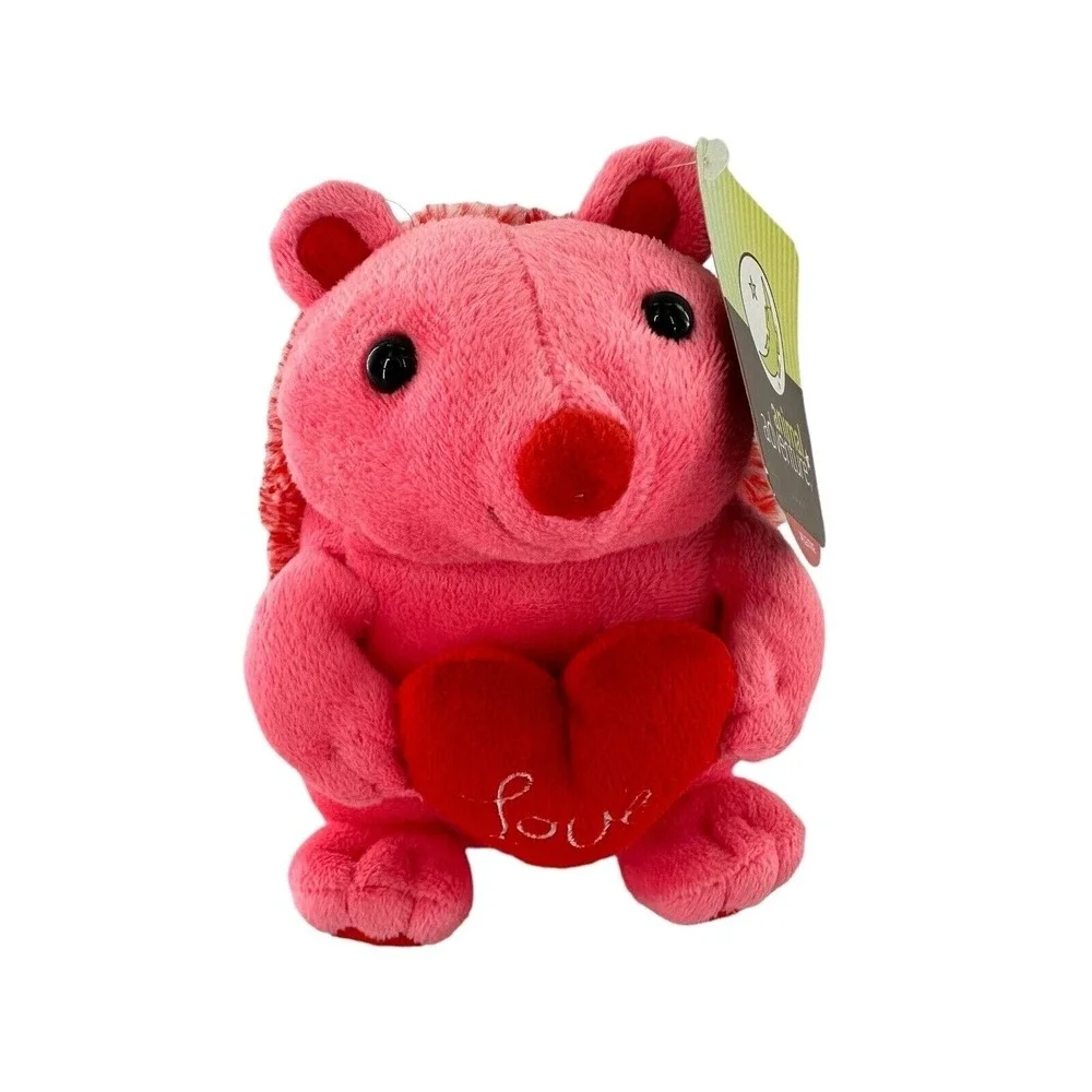 Animal Adventure Pink Hedgehog Plush Toy Holding Red Heart Valentine Porcupine‎